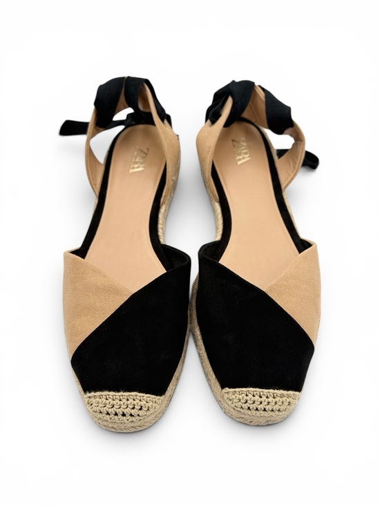 Zara Shoes - ZARA Women's Two-Tone Black Beige Suede Lace Up Espadrilles Size 9